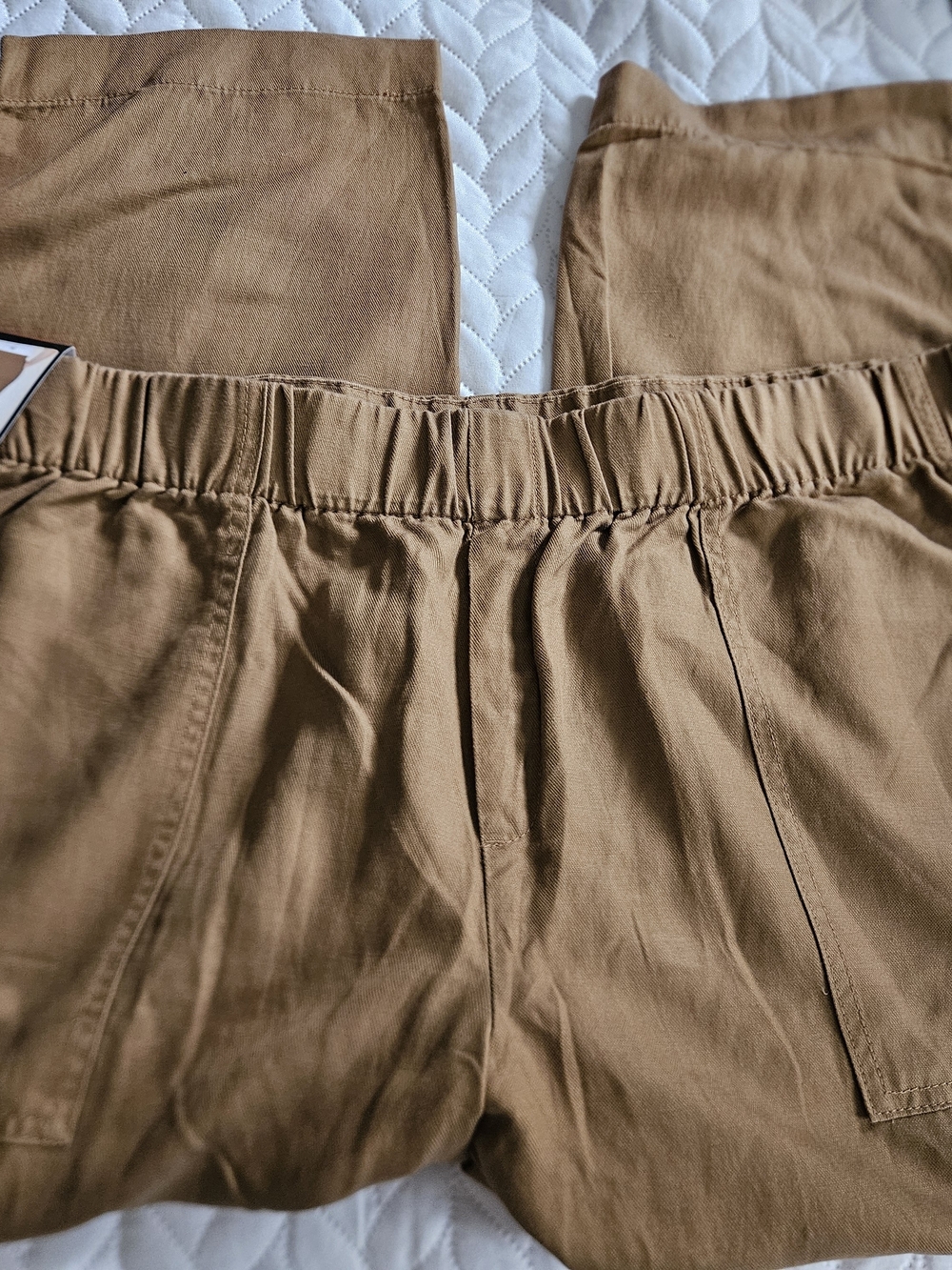Banana Republic Women's Cropped Elastic-Waist Pants in Camel Brown P376